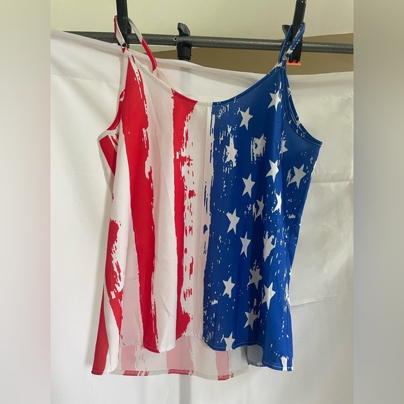 Patriotic Stars and Stripes Button-Down Tank Top Womens M - Picture 3 of 5